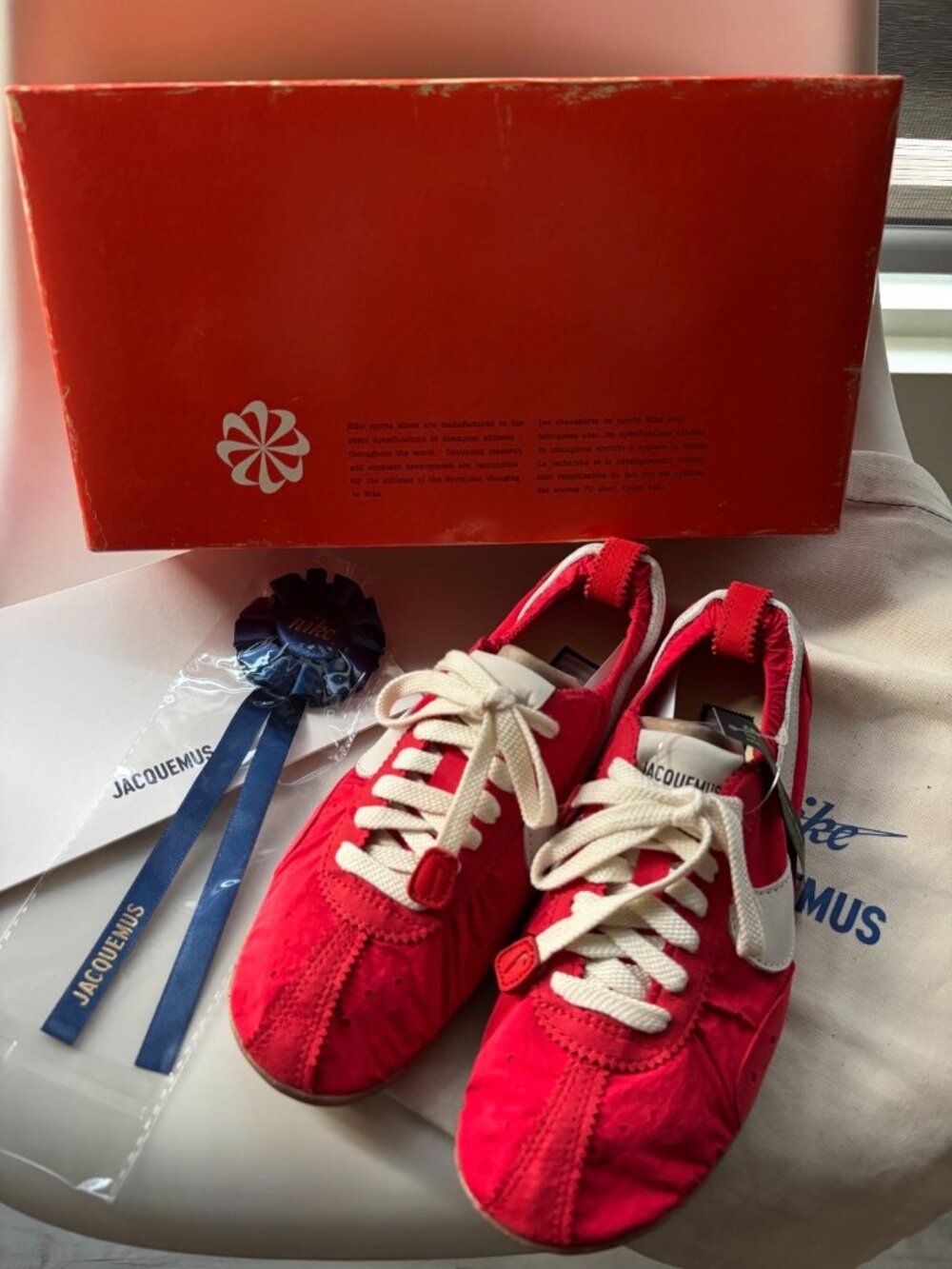🔥 Nike x Jacquemus Jacumoon University Red Sneakers US 6.5 W / EUR 37.5